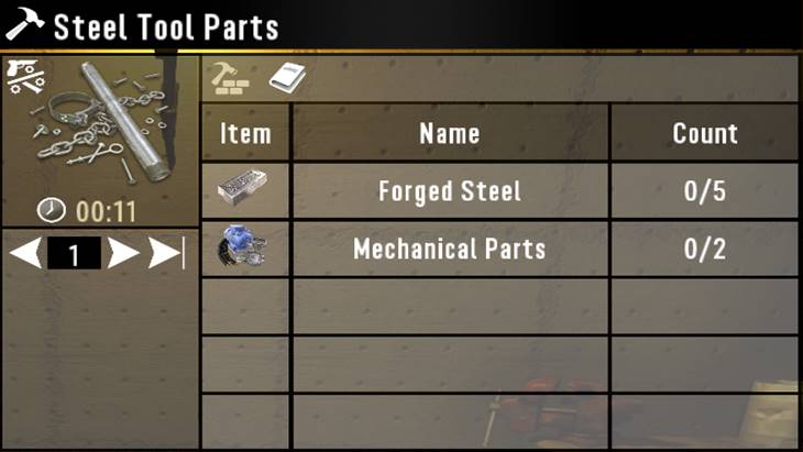 Craftable Steel Tool Parts