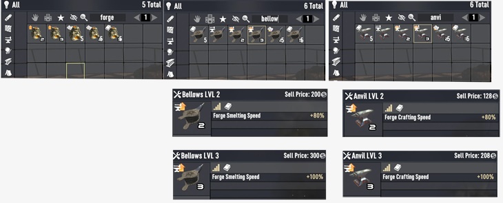 Forge With 3 Input Slot and 3 Different Levels