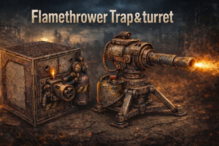 Flamethrower trap and turret mod